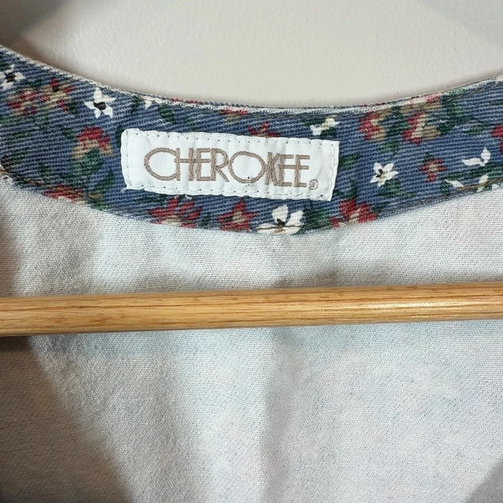 Vintage Cherokee Floral Button Up Vest Blue Corduroy Cottagecore 90s (no size)‎